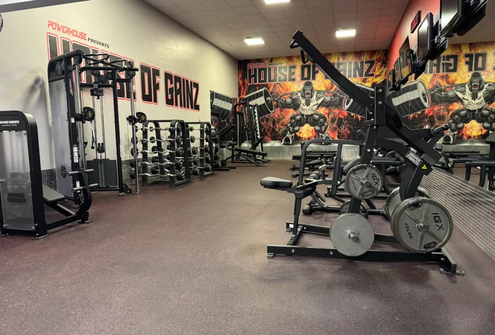 Gym space and equipment at Power House Fitness